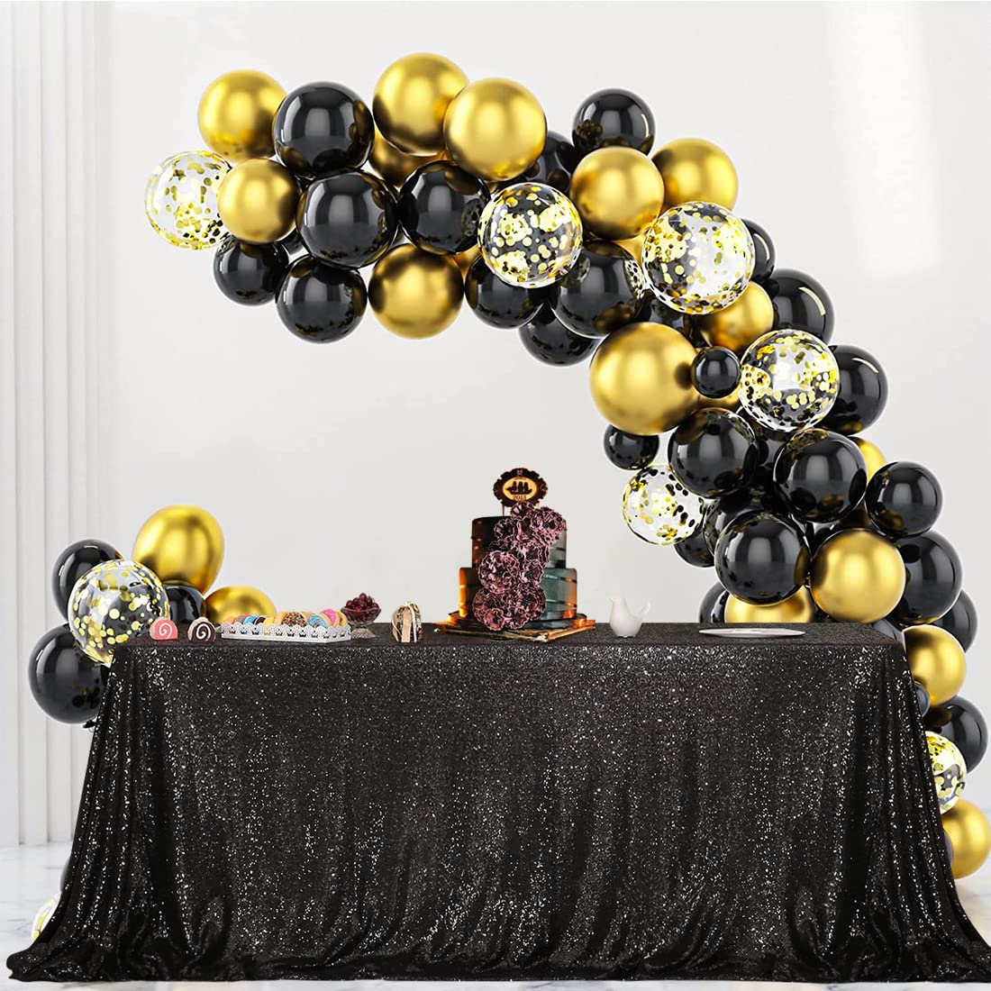 Partydelight Sequin Tablecloth Wedding Dinning Table 90''X132''Black Rectangle Tablecloth Shimmer Table Cloths Sparkle Glitter D